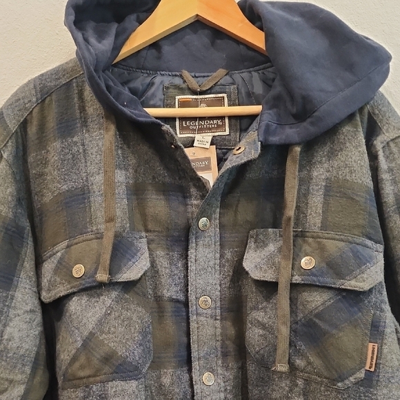Legendary Outfitters Blue, Green,and Grey Hooded Flannel Quilted Jacket - Picture 4 of 13